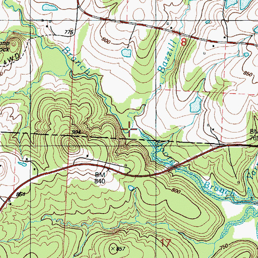 Topographic Map of Allen Branch, MO