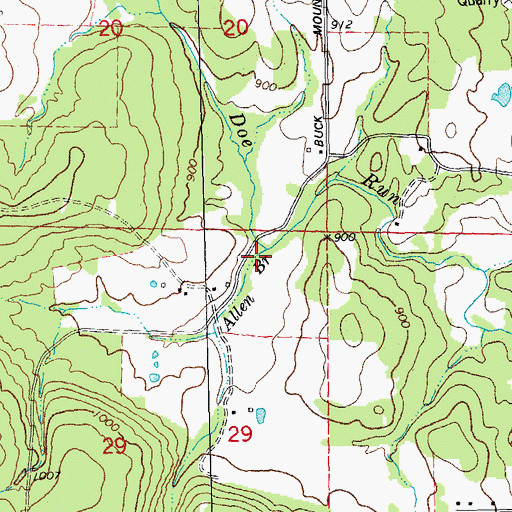 Topographic Map of Allen Branch, MO