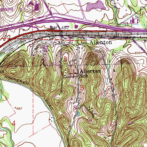 Topographic Map of Allenton School, MO