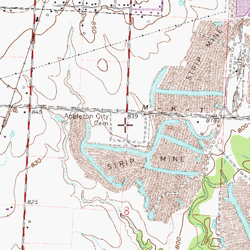Topographic Map of Appleton City Cemetery, MO
