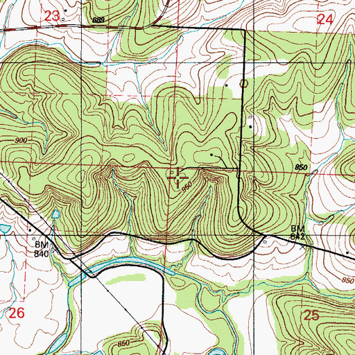 Topographic Map of Arkansas School (historical), MO