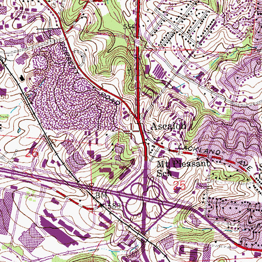 Topographic Map of Ascalon, MO