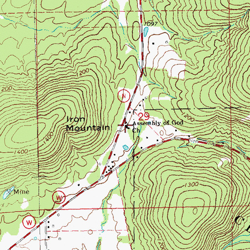 Topographic Map of Assembly of God Church, MO