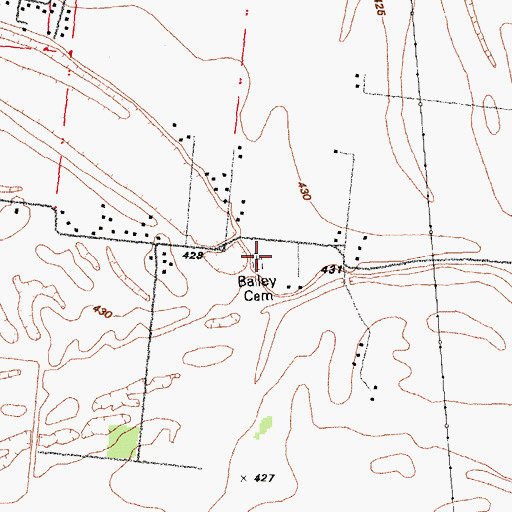 Topographic Map of Bailey Cemetery, MO