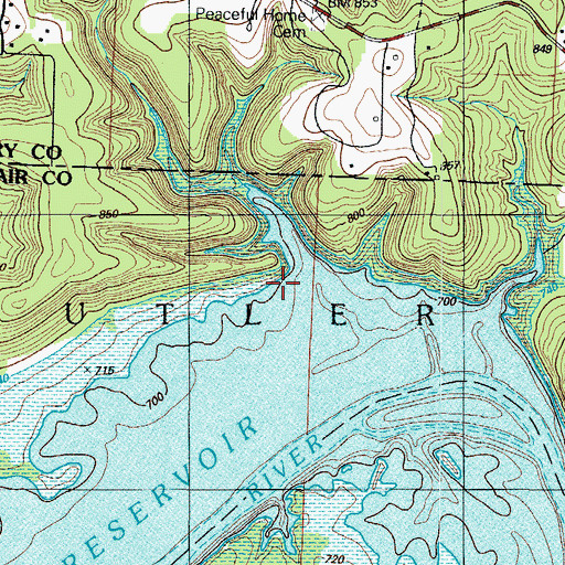 Topographic Map of Baker (historical), MO