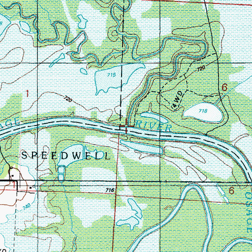 Topographic Map of Baker Branch, MO