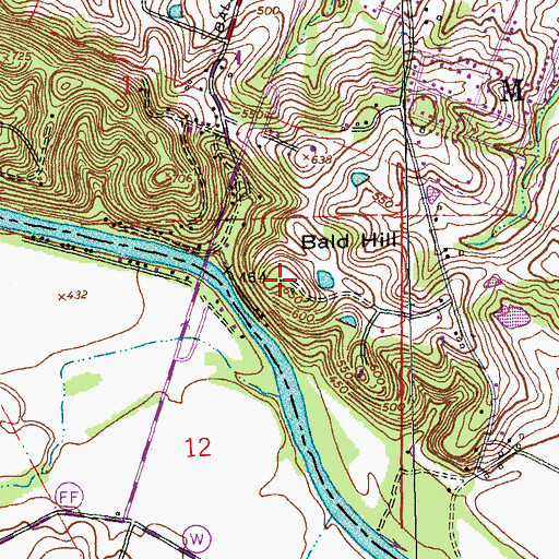 Topographic Map of Bald Hill, MO