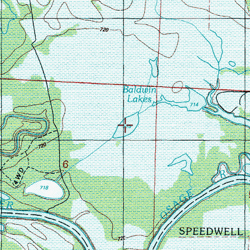 Topographic Map of Baldwin Lakes, MO