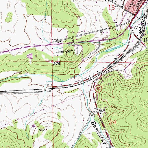 Topographic Map of Banister Branch, MO