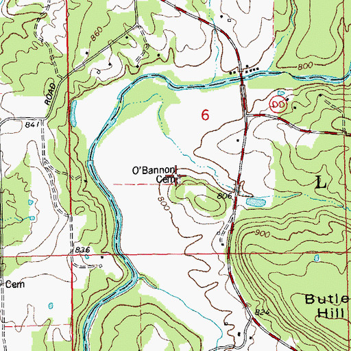 Topographic Map of O'Bannon Cemetery, MO
