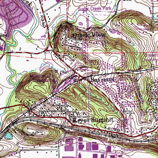 Topographic Map of Barretts, MO