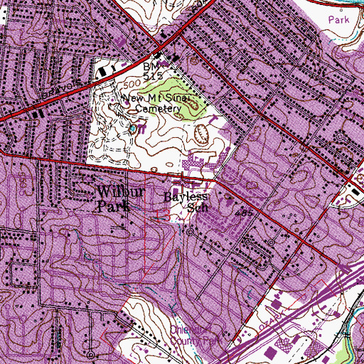 Topographic Map of Bayless School, MO