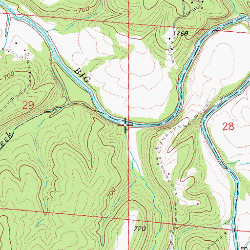 Topographic Map of Bear Creek, MO