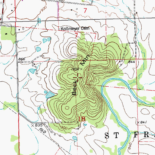 Topographic Map of Beck Mountain, MO