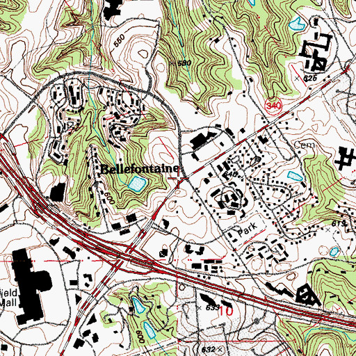 Topographic Map of Bellefontaine, MO