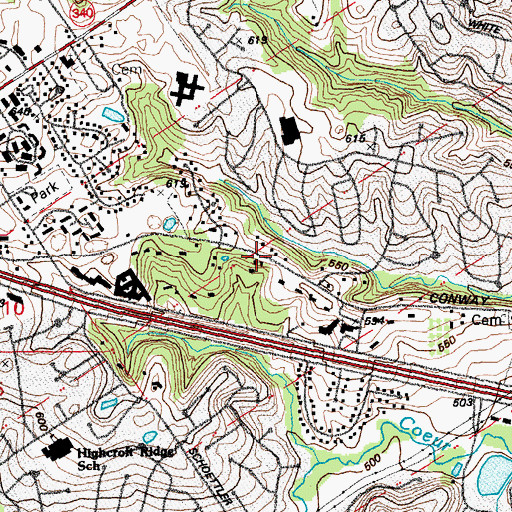 Topographic Map of Bellefontaine School, MO