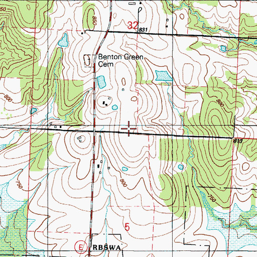 Topographic Map of Benton Green School (historical), MO