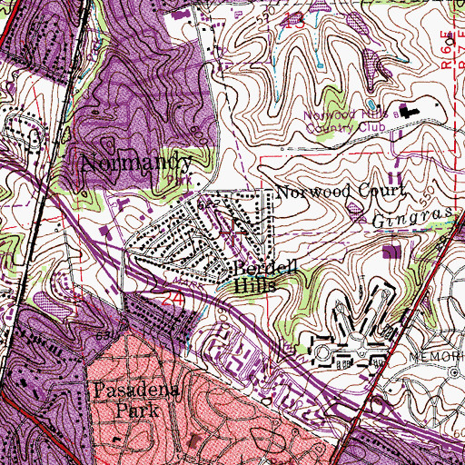 Topographic Map of Berdell Hills, MO