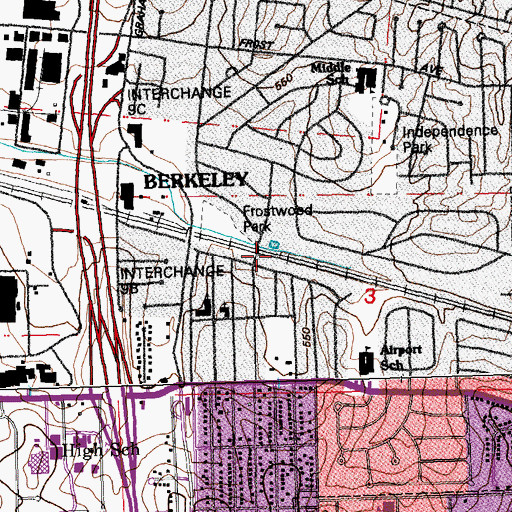 Topographic Map of Berkeley, MO