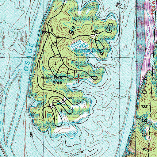 Topographic Map of Berry Bend, MO