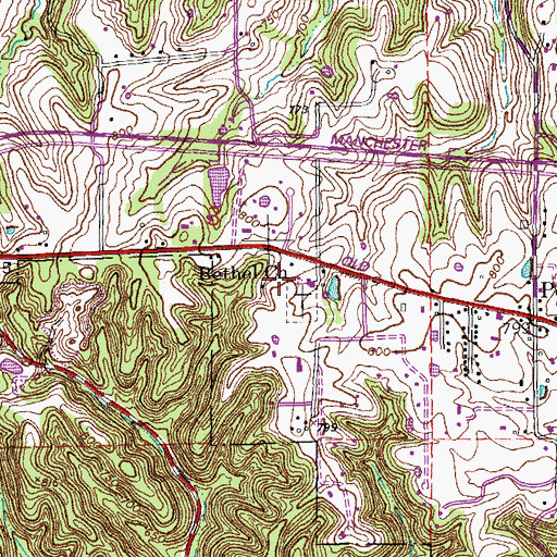 Topographic Map of Bethel Church, MO