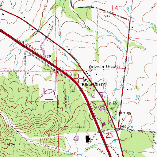 Topographic Map of Bible Chapel, MO