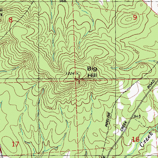 Topographic Map of Big Hill, MO