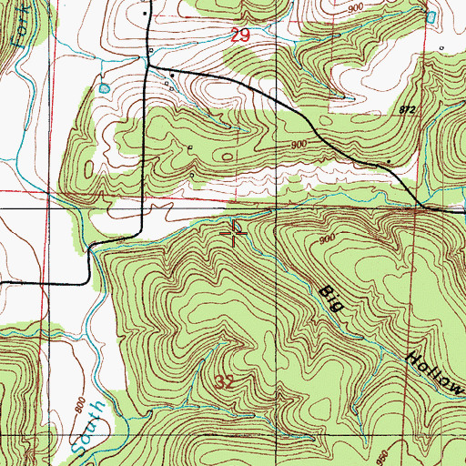 Topographic Map of Big Hollow, MO