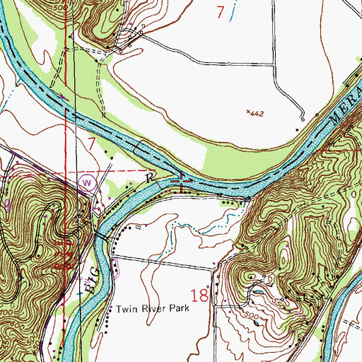 Topographic Map of Big River, MO