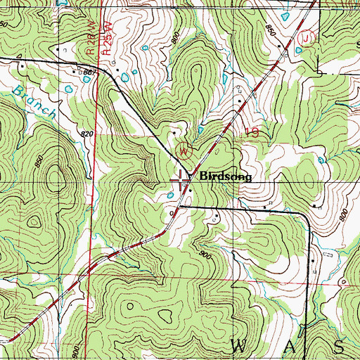 Topographic Map of Birdsong, MO
