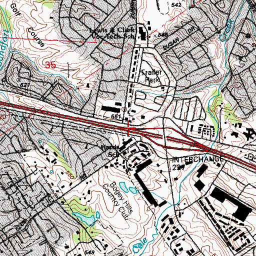 Topographic Map of Black Jack School (historical), MO