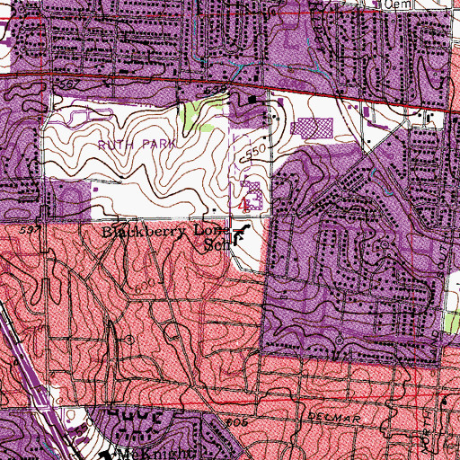 Topographic Map of Blackberry Lone School, MO