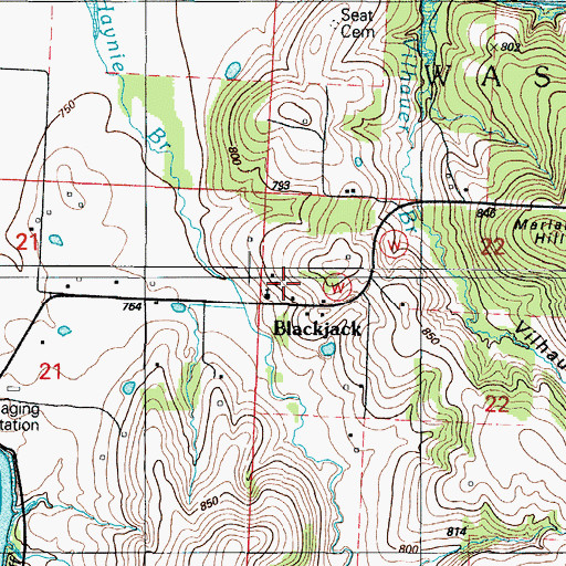 Topographic Map of Blackjack School (historical), MO