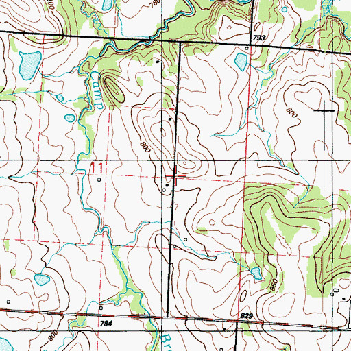Topographic Map of Blue Mound School (historical), MO