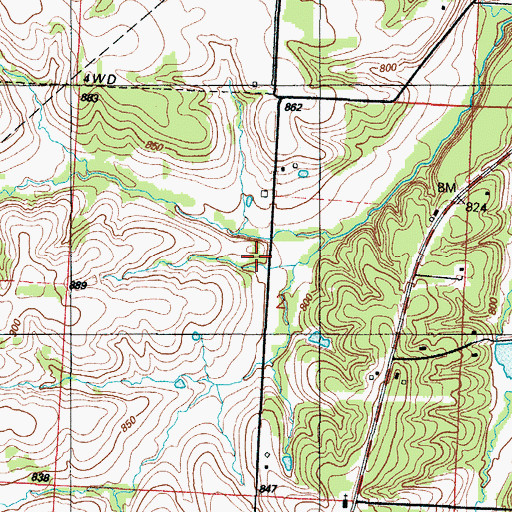 Topographic Map of Blue Ridge School (historical), MO