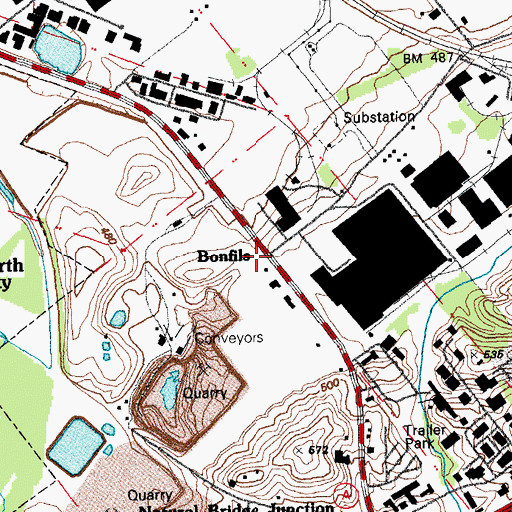 Topographic Map of Bonfils, MO