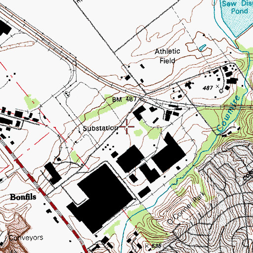 Topographic Map of Bonfils School, MO