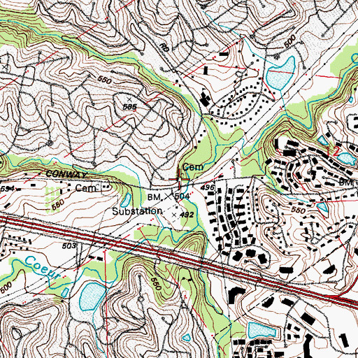 Topographic Map of Bonhomme Church, MO