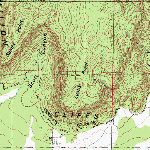 Topographic Map of Lyons Point, AZ