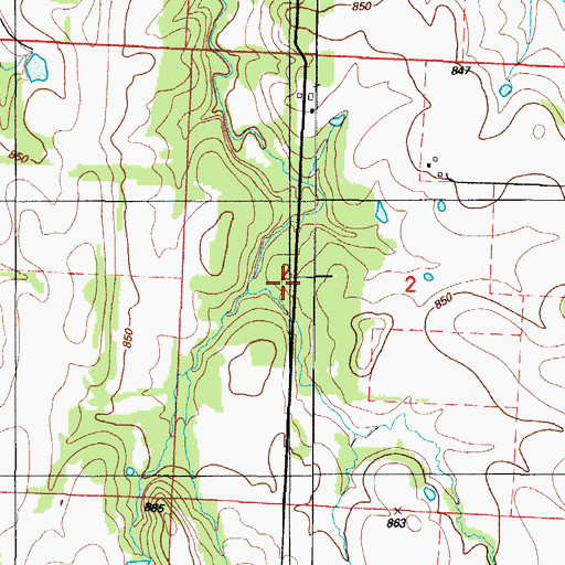 Topographic Map of Bowling Green School (historical), MO