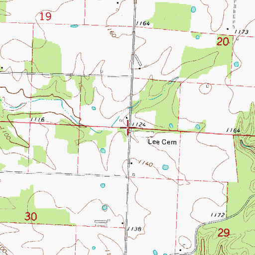 Topographic Map of Lee (historical), AR
