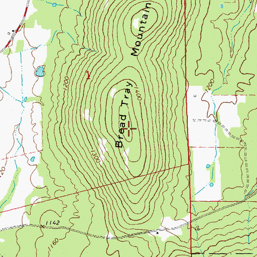 Topographic Map of Bread Tray Mountain, MO