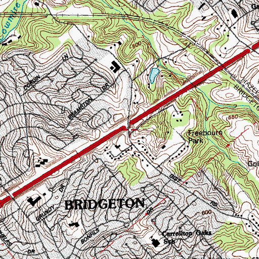 Topographic Map of Bridgeton, MO