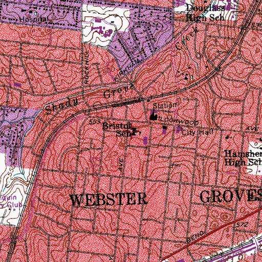 Topographic Map of Bristol Elementary School, MO