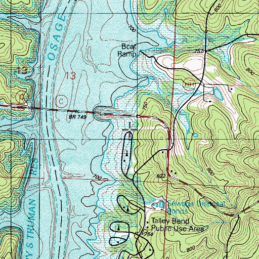 Topographic Map of Browns Ford, MO
