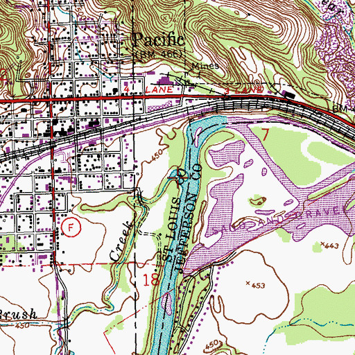 Topographic Map of Brush Creek, MO