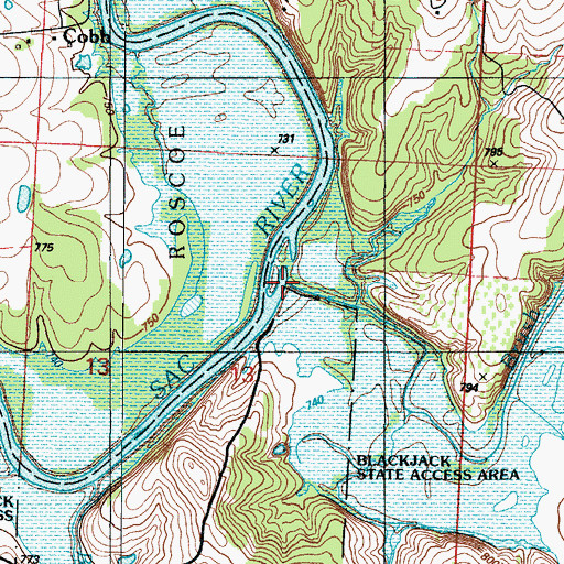 Topographic Map of Brush Creek, MO