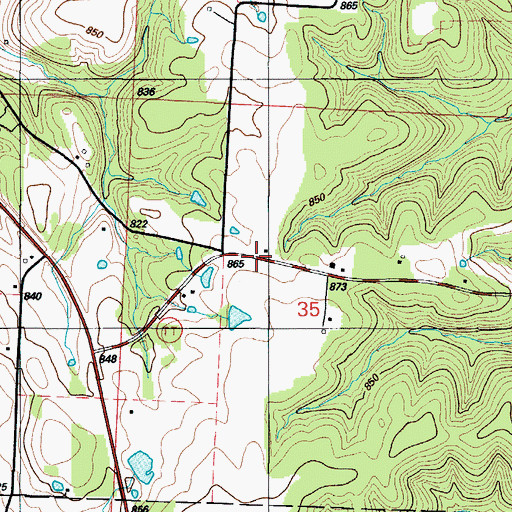 Topographic Map of Brush Creek School (historical), MO