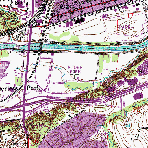 Topographic Map of Buder Park, MO