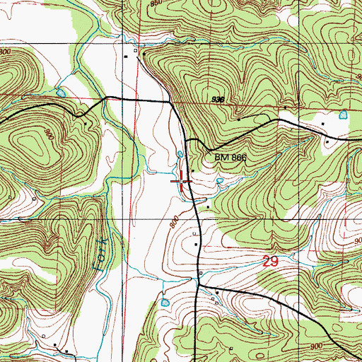 Topographic Map of Burgess School (historical), MO